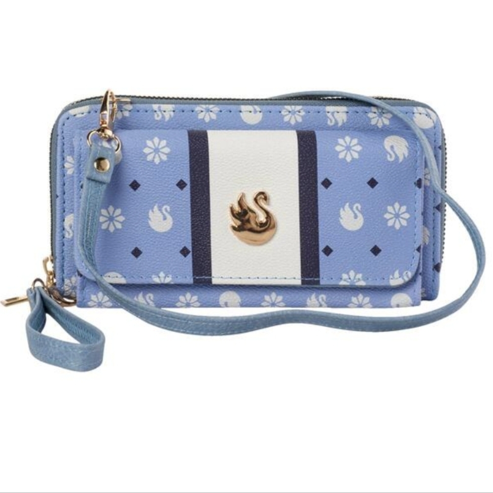 Gloria Vanderbilt Stripe & Logo Overlay Zip-Around Wallet/Crossbody Bag NWT